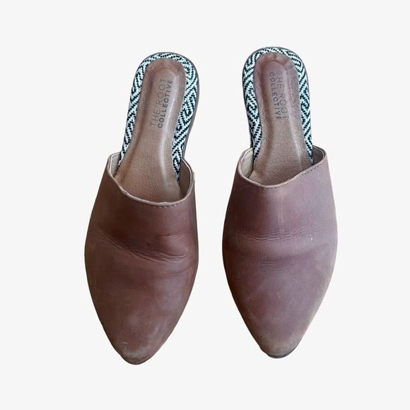 The Root Collective Brown Chestnut Leather Lilli Mules ECO Friendly Anthro Sz 9 - Picture 2 of 6